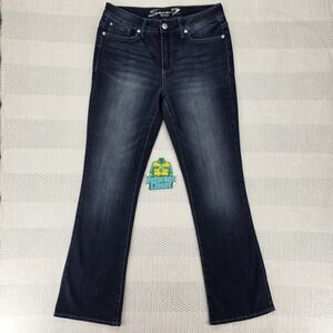 Seven7 Flare Jeans Womens 12 Blue High Rise Cotton Blend Denim 34x32.5 EUC